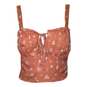 Hippie Rose Womens Juniors Floral Printed Key Hole Tank Top Small